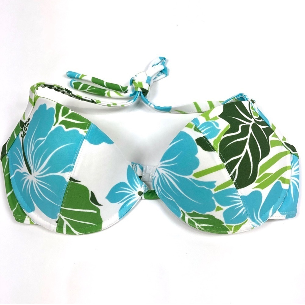 Cia Maritima Bikini Push up halter top hibiscus blue